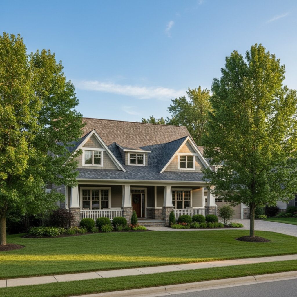 New asphalt shingle roof on a craftsman home in Lee's Summit, MO