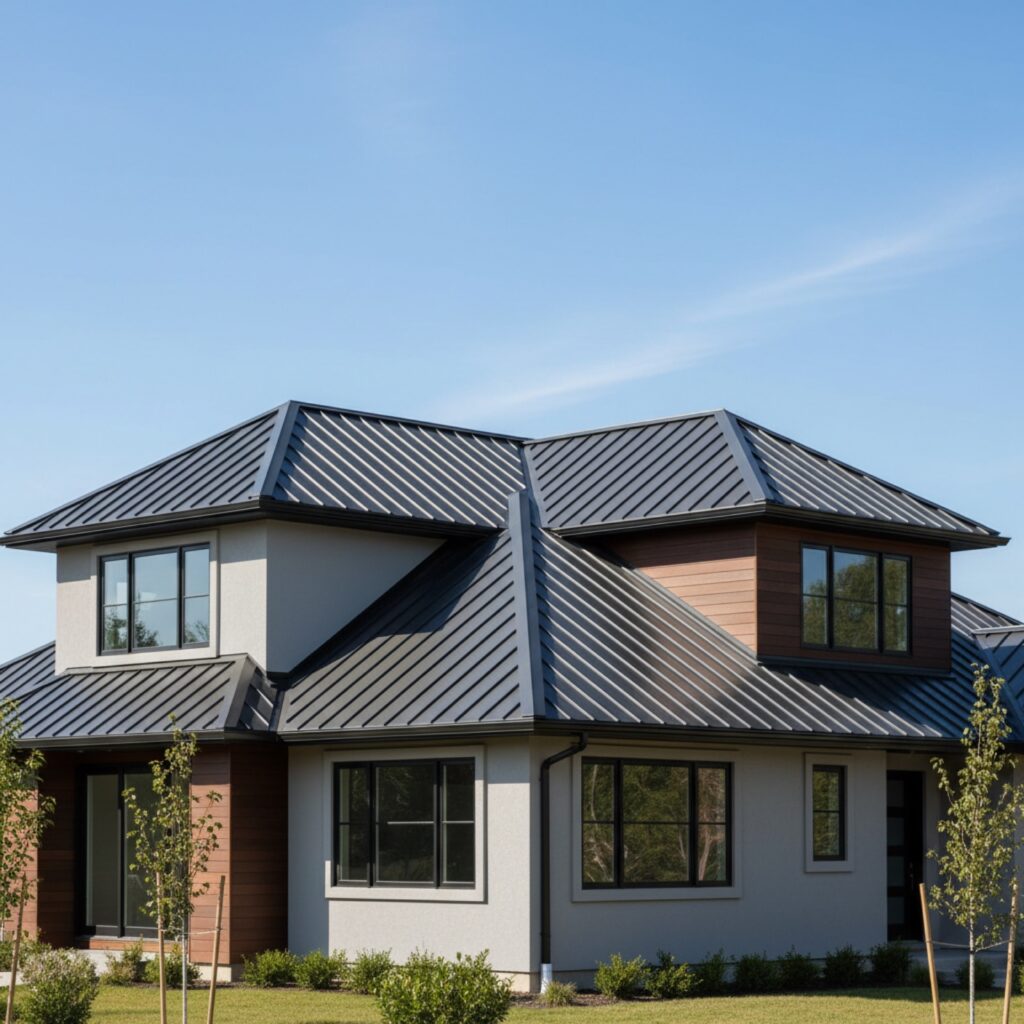 Standing seam metal roof on a suburban Overland Park, KS home